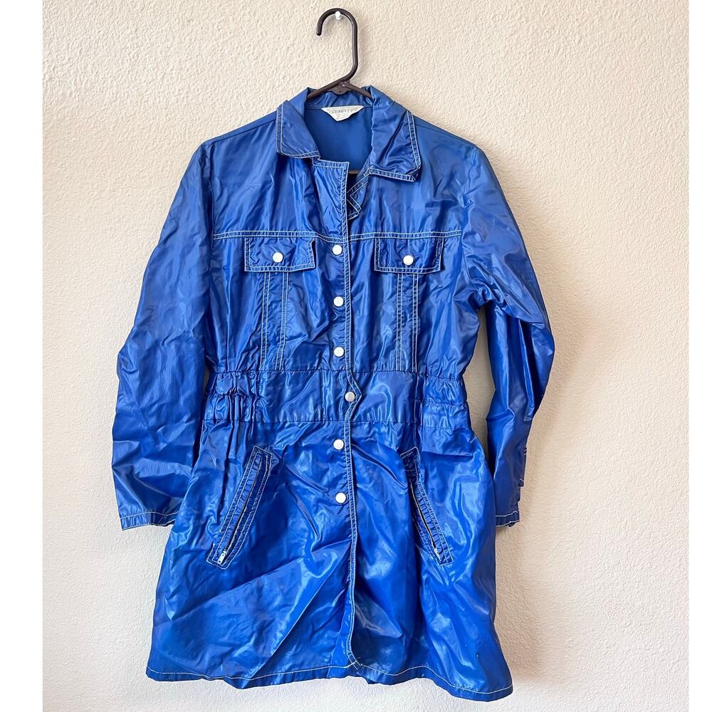 Vintage 1960's Dawnelle blue nylon windbreaker rain jacket size L